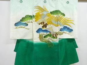 リサイクル　松に鷹模様刺繍紋付男児着物(内袖・長襦袢付き)